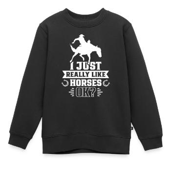 I just like horses very much rider horse riding - Kids Premium Organic Sweatshirt - black - Front - AI Model Kid Female (0cm)