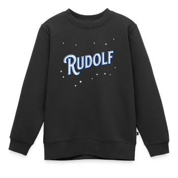 Rudolf Namen personalisiert - Kinder Premium Organic Sweatshirt - Schwarz - Vorne - AI Model Kid Female (0cm)