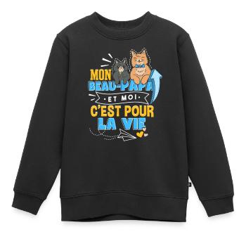 Mon Beau-Papa Et Moi | Beau-Père Beau-Fille - Sweat Premium enfant bio - noir - Devant - AI Model Kid Female (0cm)