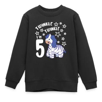 Five 5yr 5th Zebra Birthday Girl 5 Years Old Gift - Kinder Premium Organic Sweatshirt - Schwarz - Vorne - AI Model Kid Female (0cm)