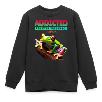 Accro à la rainette aux yeux rouges - Sweat Premium enfant bio - noir - Devant - AI Model Kid Female (0cm)