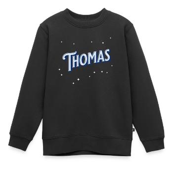 Thomas' name personalized - Kids Premium Organic Sweatshirt - black - Front - AI Model Kid Female (0cm)
