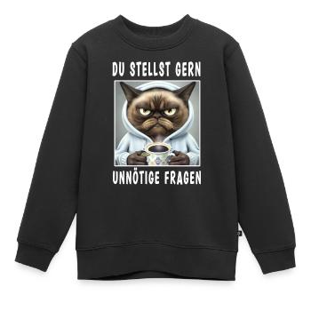 Du stellst gern unnötige Fragen - Kinder Premium Organic Sweatshirt - Schwarz - Vorne - AI Model Kid Female (0cm)