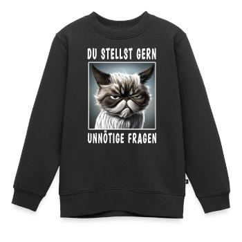 Du stellst gern unnötige Fragen - Kinder Premium Organic Sweatshirt - Schwarz - Vorne - AI Model Kid Female (0cm)