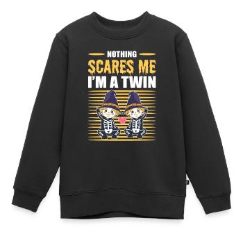 Nothing Scares Me I'm A Twin Halloween Twins - Kinder Premium Organic Sweatshirt - Schwarz - Vorne - AI Model Kid Female (0cm)