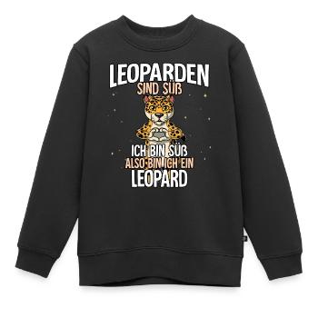 Leoparden Sind Süß Leopard - Kinder Premium Organic Sweatshirt - Schwarz - Vorne - AI Model Kid Female (0cm)