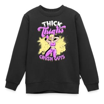 dick dicke oberschenkel thick thighs oberschenkel - Kinder Premium Organic Sweatshirt - Schwarz - Vorne - AI Model Kid Female (0cm)