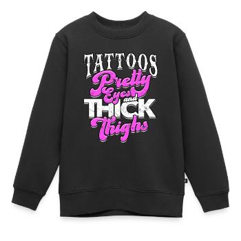 dick dicke oberschenkel thick thighs oberschenkel - Kinder Premium Organic Sweatshirt - Schwarz - Vorne - AI Model Kid Female (0cm)