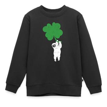 Paresseux Trèfle Mignon Trèfle Paresseux St Patrick - Sweat Premium enfant bio - noir - Devant - AI Model Kid Female (0cm)