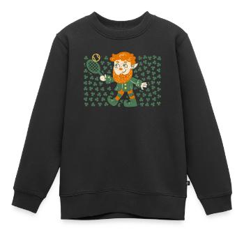 Leprechaun Joueur de tennis drôle St Patrick’s Day - Sweat Premium enfant bio - noir - Devant - AI Model Kid Female (0cm)