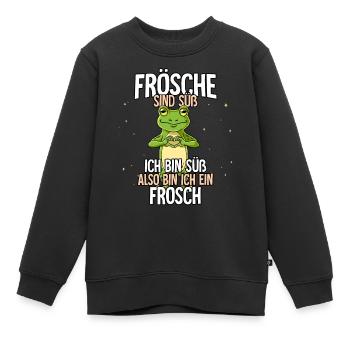 Frösche Sind Süß Frosch - Kinder Premium Organic Sweatshirt - Schwarz - Vorne - AI Model Kid Female (0cm)