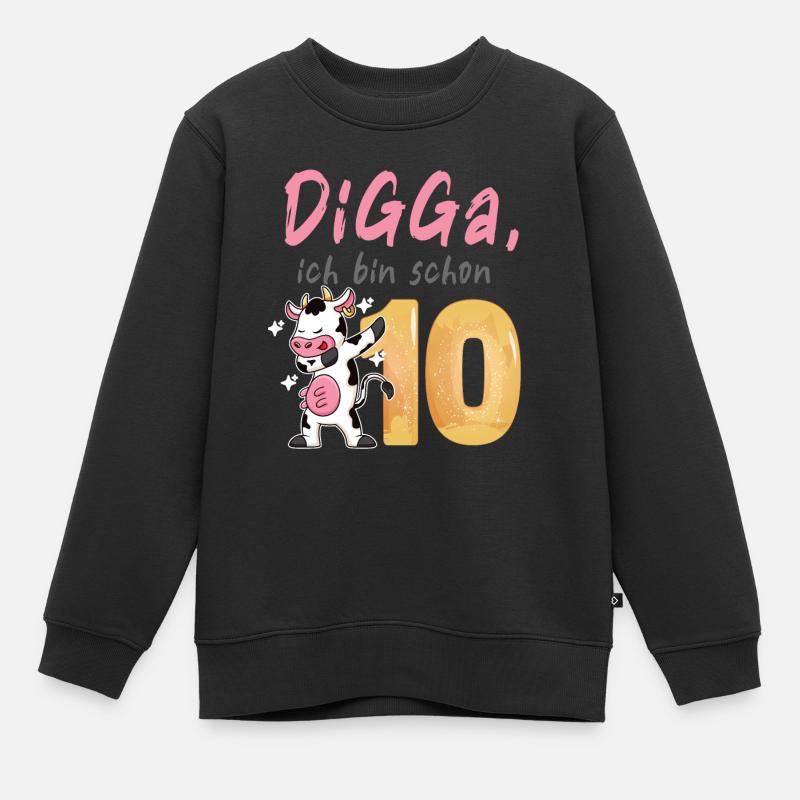 DIGGA, ich bin schon 10 - Kinder Premium Organic Sweatshirt - Schwarz