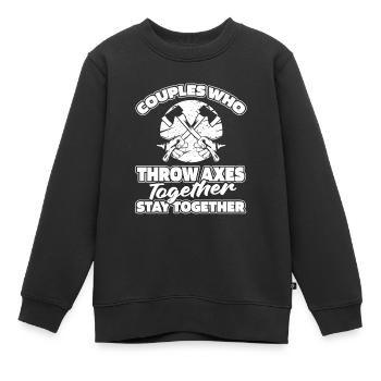 Paire de lanceurs de hache - Sweat Premium enfant bio - noir - Devant - AI Model Kid Female (0cm)