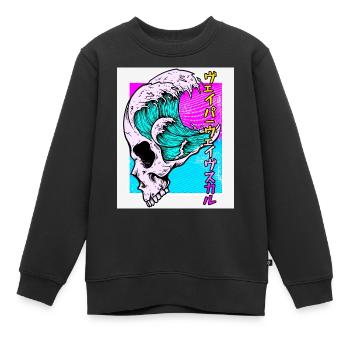 Vaporwave Ästhetik Retro Totenkopf Vaporwave Geometrie - Kinder Premium Organic Sweatshirt - Schwarz - Vorne - AI Model Kid Female (0cm)