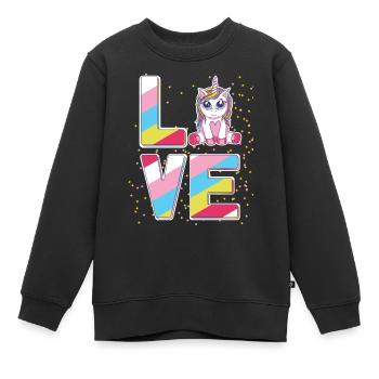 Liebes Regenbogen-Einhorn-Rosa-Stern - Kinder Premium Organic Sweatshirt - Schwarz - Vorne - AI Model Kid Female (0cm)