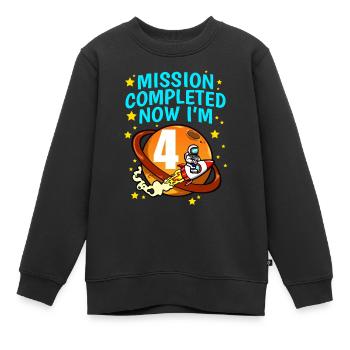 Space Birthday 4 Astronaut Planeten Raketenschiff - Kinder Premium Organic Sweatshirt - Schwarz - Vorne - AI Model Kid Female (0cm)