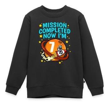 Space Birthday 7 Astronaut Planeten Raketenschiff - Kinder Premium Organic Sweatshirt - Schwarz - Vorne - AI Model Kid Female (0cm)
