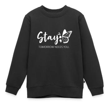 Stay Tomorrow a besoin de vous point-virgule santé mentale Su - Sweat Premium enfant bio - noir - Devant - AI Model Kid Female (0cm)
