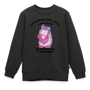 dickes kuscheliges Einhorn - Kinder Premium Organic Sweatshirt - Schwarz - Vorne - AI Model Kid Female (0cm)