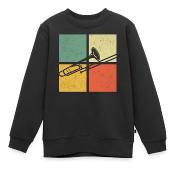Posaune Posaunenspieler Posaunist - Kinder Premium Organic Sweatshirt - Schwarz - Vorne - AI Model Kid Female (0cm)