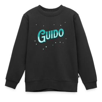 Nom Guido personnalisé - Sweat Premium enfant bio - noir - Devant - AI Model Kid Female (0cm)