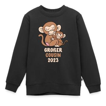 Großer Bruder 2023 Niedlicher Affe Baby Ankündigun - Kinder Premium Organic Sweatshirt - Schwarz - Vorne - AI Model Kid Female (0cm)