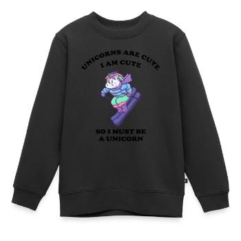 Einhorn liebt Wintersport - Kinder Premium Organic Sweatshirt - Schwarz - Vorne - AI Model Kid Female (0cm)