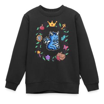 Kinder Drache Fabelwesen Märchen - Kinder Premium Organic Sweatshirt - Schwarz - Vorne - AI Model Kid Female (0cm)