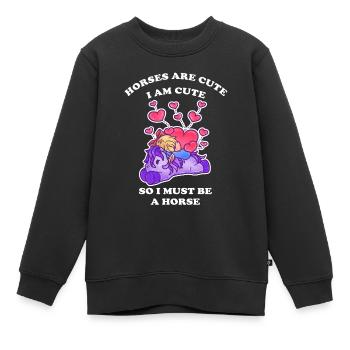 Pferde sind niedlich ich bin niedlich also bin ich - Kinder Premium Organic Sweatshirt - Schwarz - Vorne - AI Model Kid Female (0cm)
