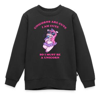 Karaoke Einhorn singt mit dem Mikrophon - Kinder Premium Organic Sweatshirt - Schwarz - Vorne - AI Model Kid Female (0cm)