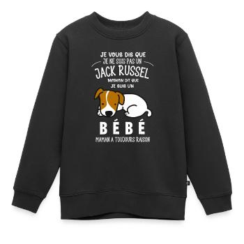 je ne suis pas un jack russel - Sweat Premium enfant bio - noir - Devant - AI Model Kid Female (0cm)
