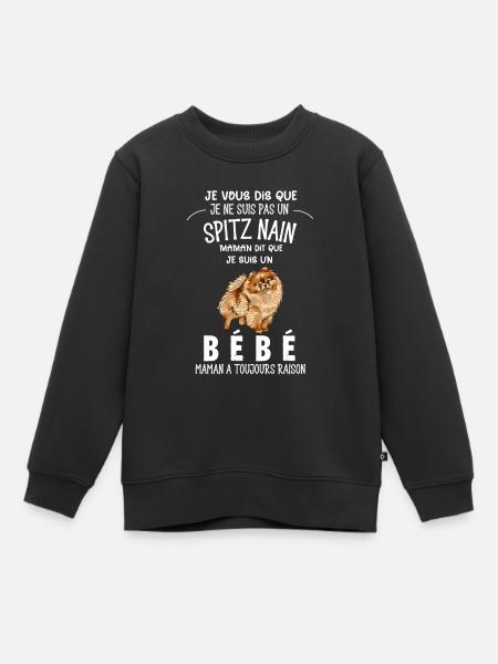 je ne suis pas un spitz nain - Sweat Premium enfant bio - noir