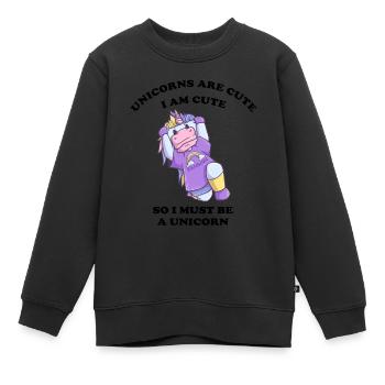 sportliches Einhorn - Kinder Premium Organic Sweatshirt - Schwarz - Vorne - AI Model Kid Female (0cm)