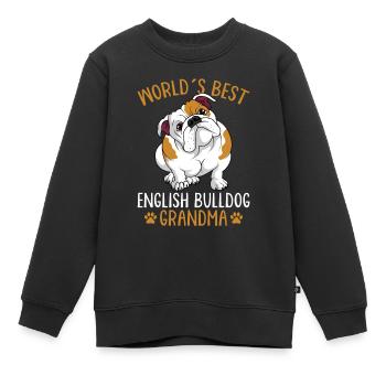 Weltbester englischer Bulldoggen-Oma-Hundebesitzer-Spaß - Kinder Premium Organic Sweatshirt - Schwarz - Vorne - AI Model Kid Female (0cm)