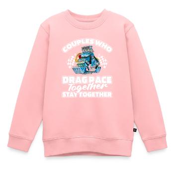 Dragster Drag Race Paire - Sweat Premium enfant bio - rose - Devant - AI Model Kid Female (0cm)