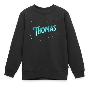 Thomas' name personalized - Kids Premium Organic Sweatshirt - black - Front - AI Model Kid Female (0cm)
