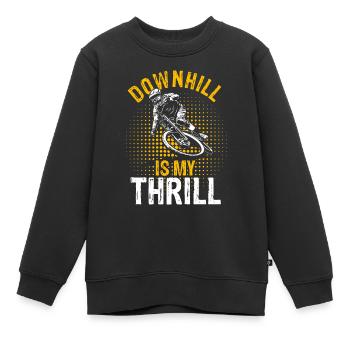 DOWNHILL IS MY THRILL - Outdoor Bikelovers Mountai - Kinder Premium Organic Sweatshirt - Schwarz - Vorne - AI Model Kid Female (0cm)