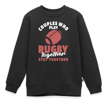 Rugby Paar - Kinder Premium Organic Sweatshirt - Schwarz - Vorne - AI Model Kid Female (0cm)