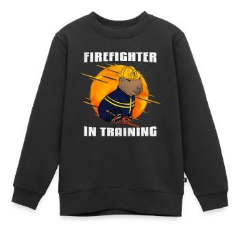 Pompier en formation - Sweat Premium enfant bio - noir - Devant - AI Model Kid Female (0cm)
