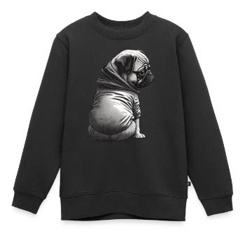 Mops-schablonen-design Weiß Und Schwarz - Kinder Premium Organic Sweatshirt - Schwarz - Vorne - AI Model Kid Female (0cm)