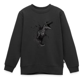 T-Rex Stencil Design Art. - Sweat Premium enfant bio - noir - Devant - AI Model Kid Female (0cm)