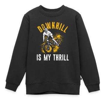 DOWNHILL IS MY THRILL - Hobbybiker Mountainbike Ou - Kinder Premium Organic Sweatshirt - Schwarz - Vorne - AI Model Kid Female (0cm)