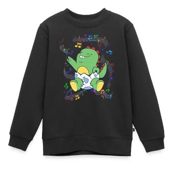 Baby Dino Eierschale Party Musik Geschenk - Kinder Premium Organic Sweatshirt - Schwarz - Vorne - AI Model Kid Female (0cm)