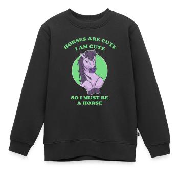 Pferde sind niedlich ich bin niedlich also bin ich - Kinder Premium Organic Sweatshirt - Schwarz - Vorne - AI Model Kid Female (0cm)