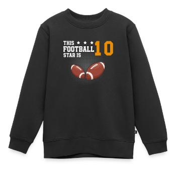 Football Star 10 American Football 10. Geburtstag - Kinder Premium Organic Sweatshirt - Schwarz - Vorne - AI Model Kid Female (0cm)