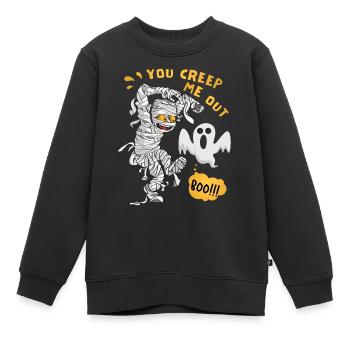 Comic Mumie, Halloween Mumie, Gespenst Spruch - Kinder Premium Organic Sweatshirt - Schwarz - Vorne - AI Model Kid Female (0cm)