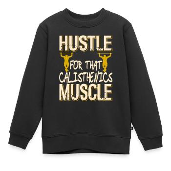 Calisthenics Retro Vintage Calis Athlète - Sweat Premium enfant bio - noir - Devant - AI Model Kid Female (0cm)