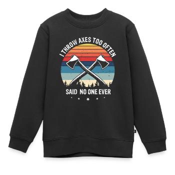 Lancer de haches Je lance des haches Lancer de hachettes - Sweat Premium enfant bio - noir - Devant - AI Model Kid Female (0cm)