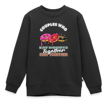 Donut Paar - Kinder Premium Organic Sweatshirt - Schwarz - Vorne - AI Model Kid Female (0cm)