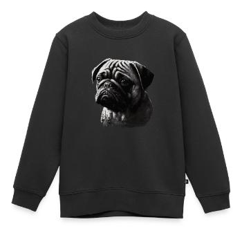 Mops-schablonen-design Weiß Und Schwarz - Kinder Premium Organic Sweatshirt - Schwarz - Vorne - AI Model Kid Female (0cm)
